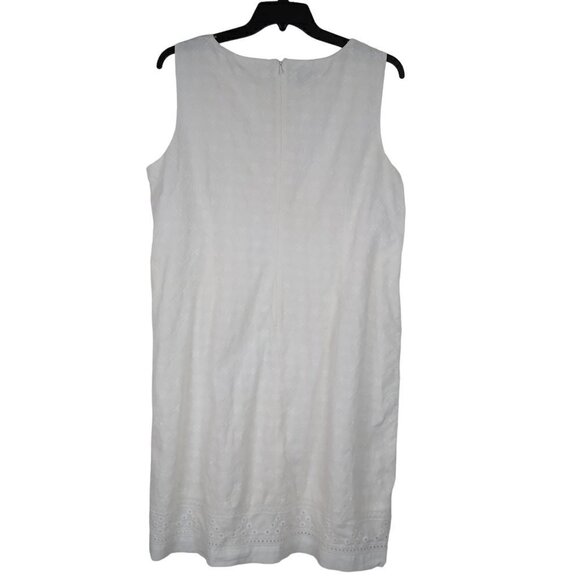 Talbots | Embroidered Eyelet Sheath Sleeveless Ivory White Dress | Size 18 - Picture 6 of 13